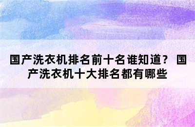 国产洗衣机排名前十名谁知道？ 国产洗衣机十大排名都有哪些